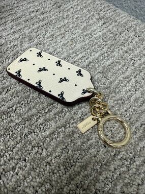 Coach White Butterfly Print Key Chain with Black Motif- NWOT